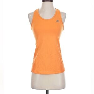 Adidas Orange Athletic Workout Racerback Tank Top with Sports Bra Dry fit large